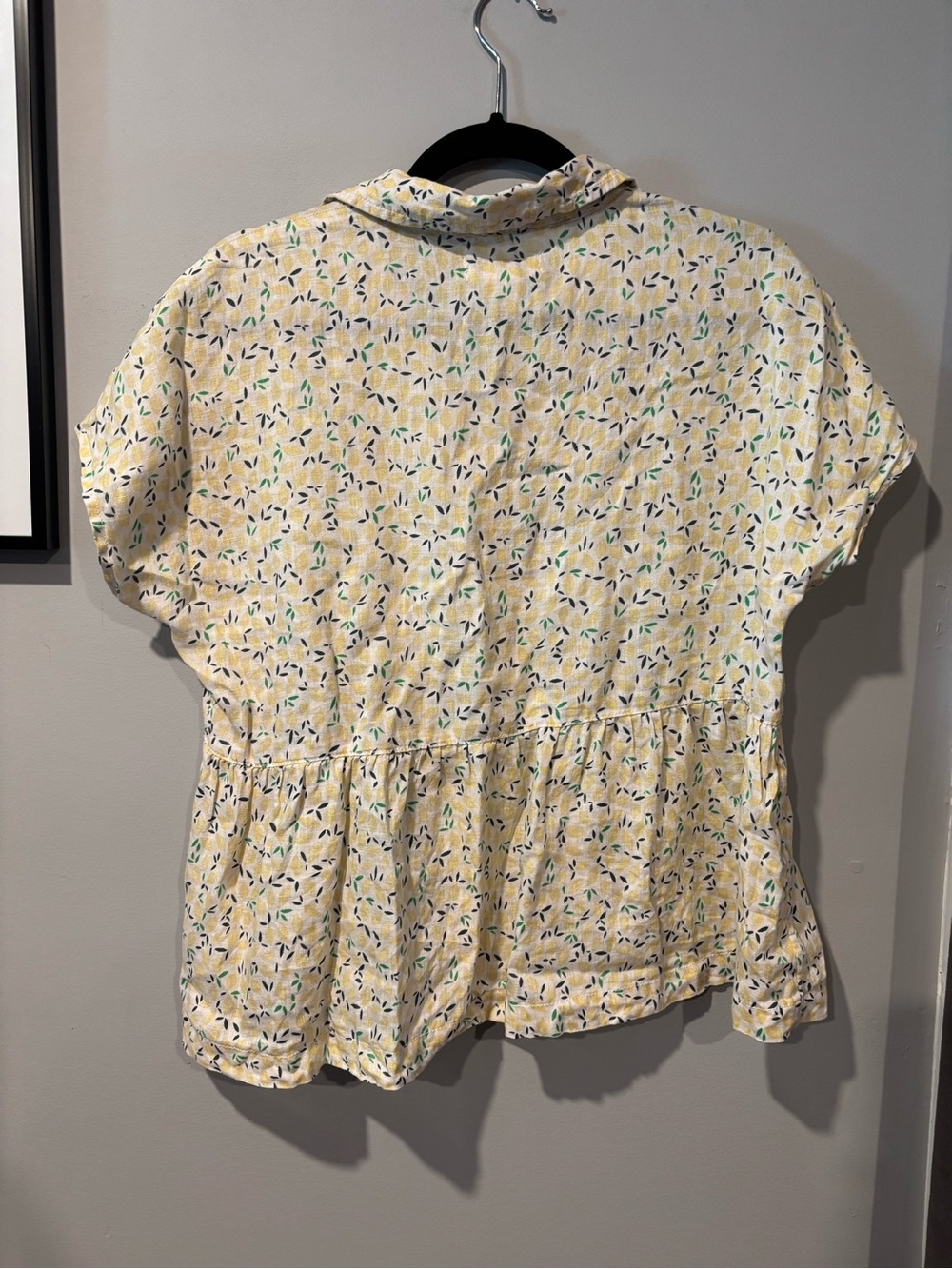 Cynthia Rowley 100% Linen Lemon Print Collared Blouse - Picture 5 of 5